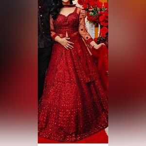 Pakistani Indian Red Lehenga Lehnga Size Large Maroon Burgandy
